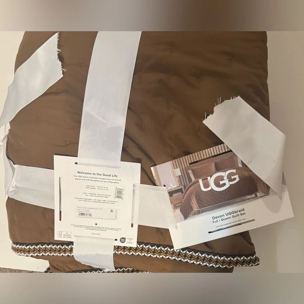 UGG Devon UGGBraid Quilt Set New